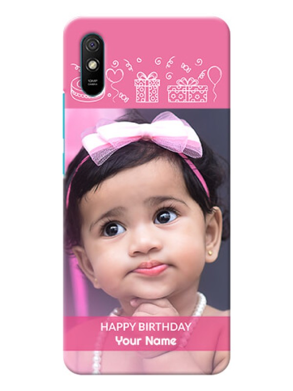 Custom Redmi 9I Custom Mobile Cover with Birthday Line Art Design