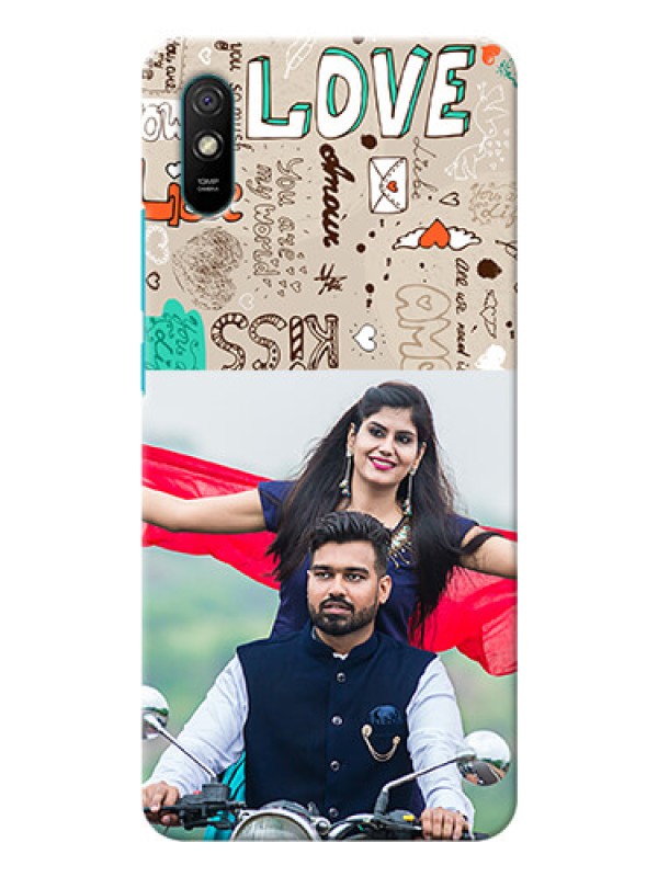 Custom Redmi 9I Personalised mobile covers: Love Doodle Pattern 