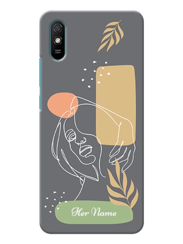 Custom Redmi 9I Phone Back Covers: Gazing Woman line art Design