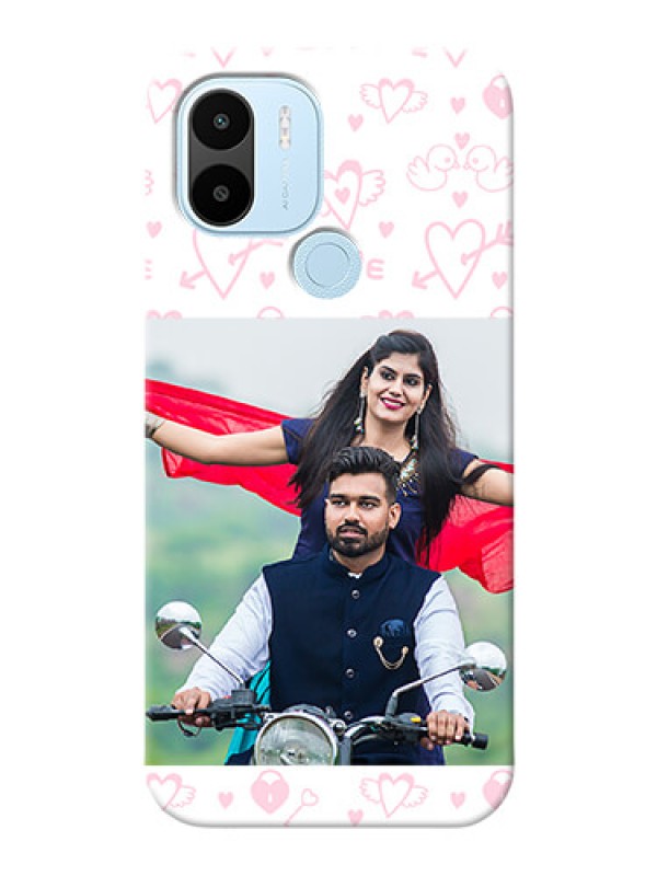 Custom Xiaomi Redmi A2 Plus personalized phone covers: Pink Flying Heart Design