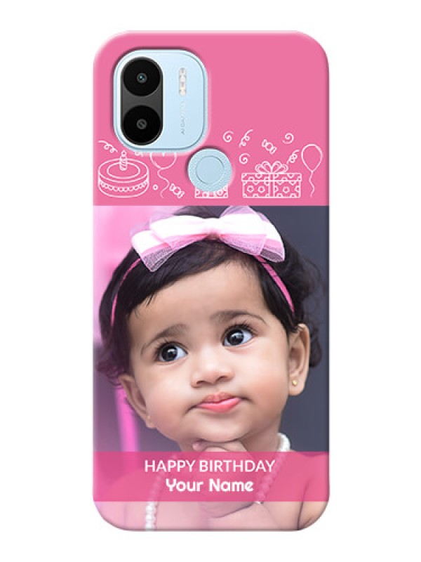 Custom Xiaomi Redmi A2 Plus Custom Mobile Cover with Birthday Line Art Design