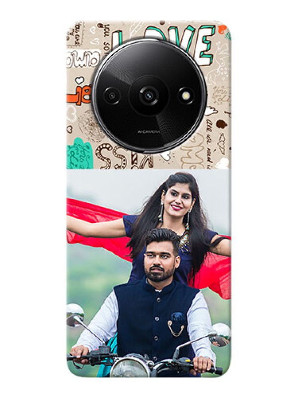 Custom Redmi A3 Personalised mobile covers: Love Doodle Pattern
