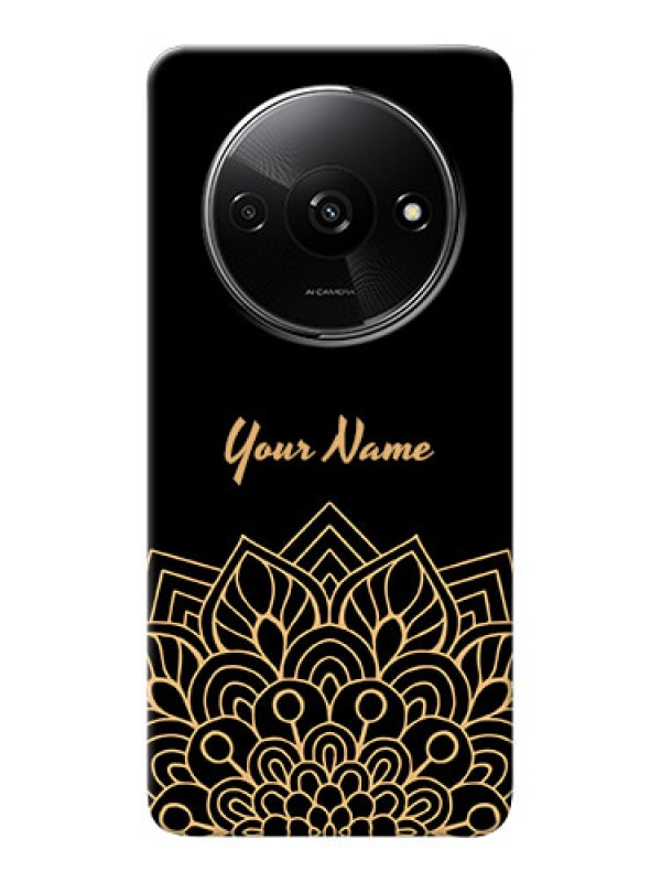 Custom Redmi A3 Custom Phone Case with Golden mandala Design