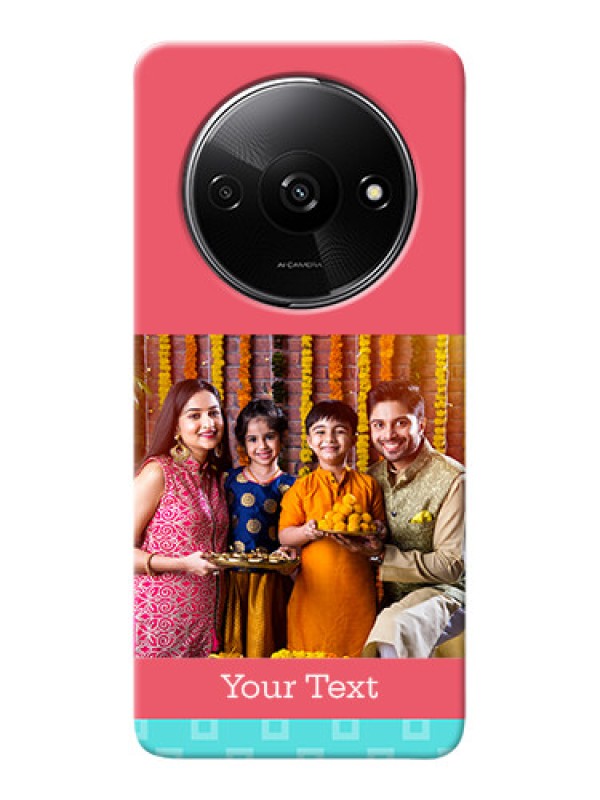 Custom Redmi A3X Mobile Back Covers: Peach And Blue Color Design