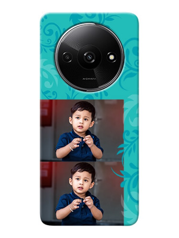 Custom Redmi A3X Mobile Cases with Photo and Green Floral Design
