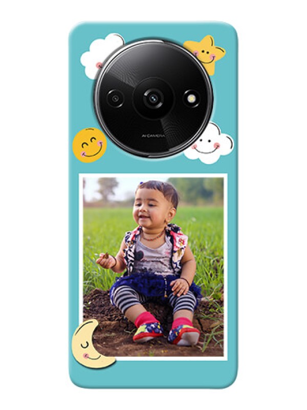 Custom Redmi A3X Personalised Phone Cases: Smiley Kids Stars Design