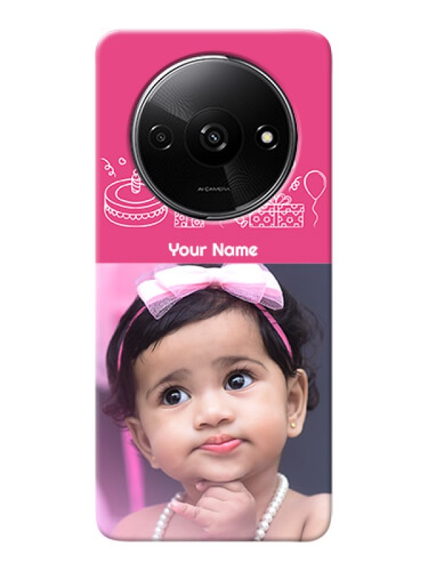 Custom Redmi A3X Custom Mobile Cover with Birthday Line Art Design