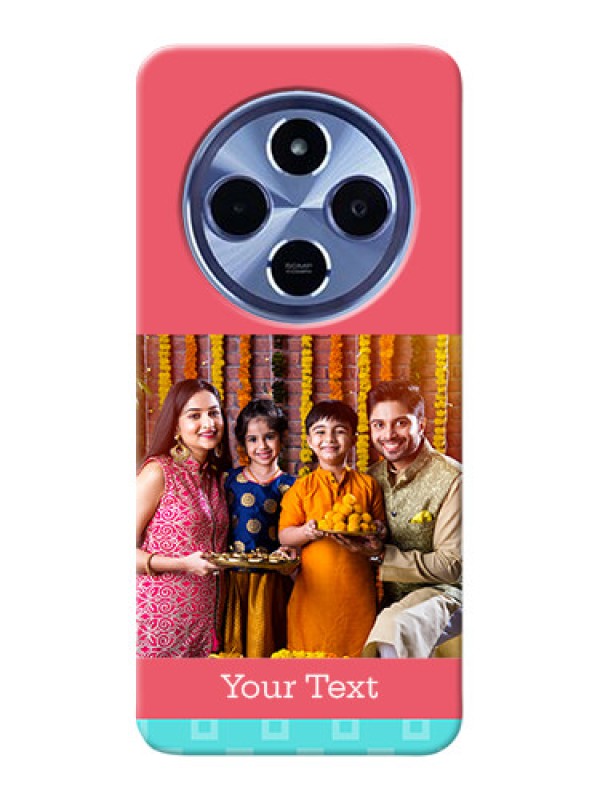 Custom Redmi A4 5G Mobile Back Covers: Peach And Blue Color Design