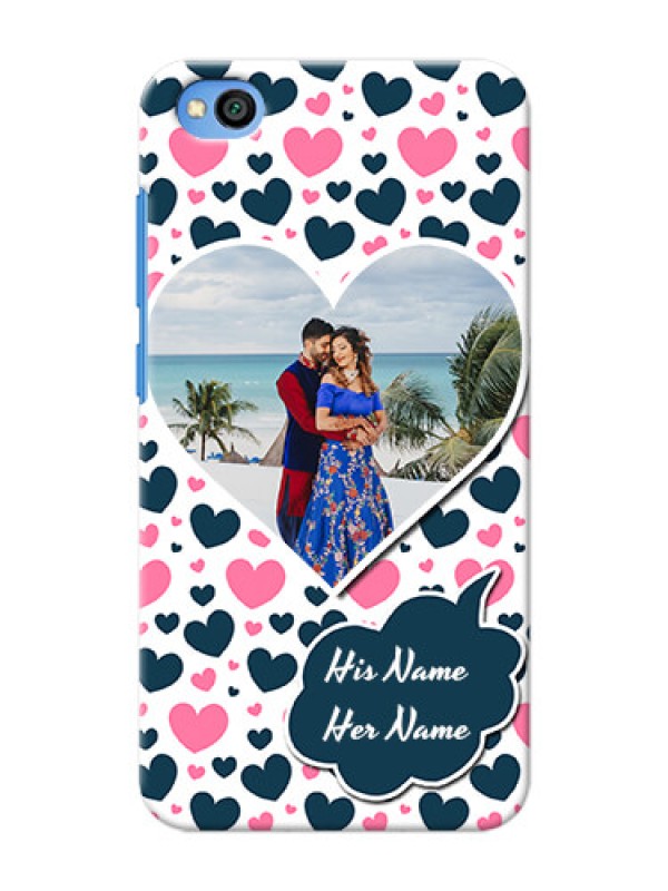 Custom Redmi Go Mobile Covers Online: Pink & Blue Heart Design