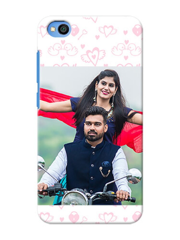 Custom Redmi Go personalized phone covers: Pink Flying Heart Design