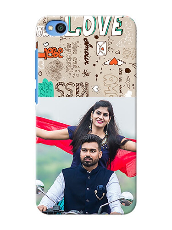 Custom Redmi Go Personalised mobile covers: Love Doodle Pattern 