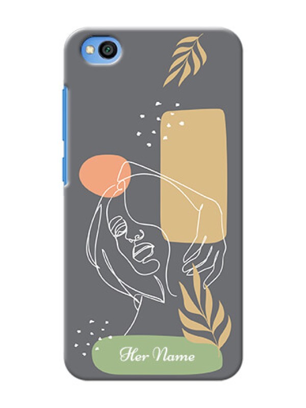 Custom Redmi Go Phone Back Covers: Gazing Woman line art Design