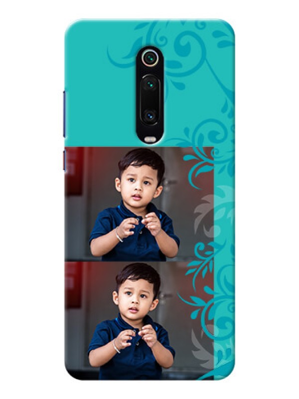 Custom Redmi K20 Pro Mobile Cases with Photo and Green Floral Design 