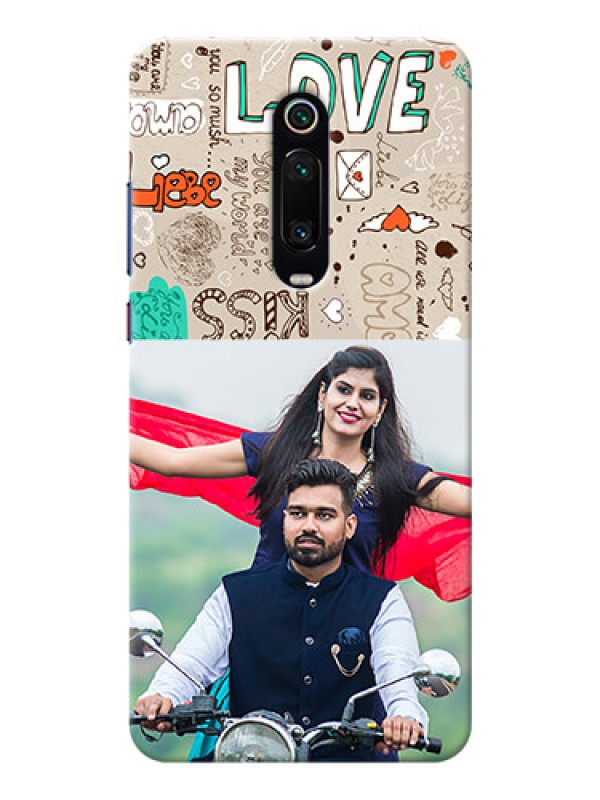 Custom Redmi K20 Personalised mobile covers: Love Doodle Pattern 