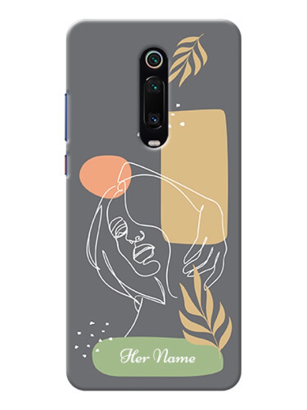 Custom Redmi K20 Phone Back Covers: Gazing Woman line art Design