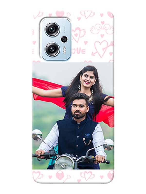 Custom Redmi K50i 5G personalized phone covers: Pink Flying Heart Design