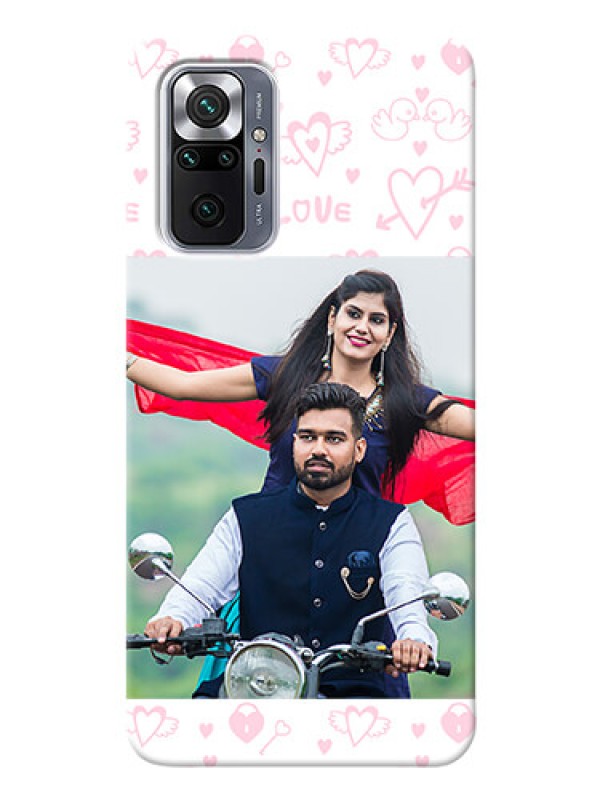 Custom Redmi Note 10 Pro Max personalized phone covers: Pink Flying Heart Design