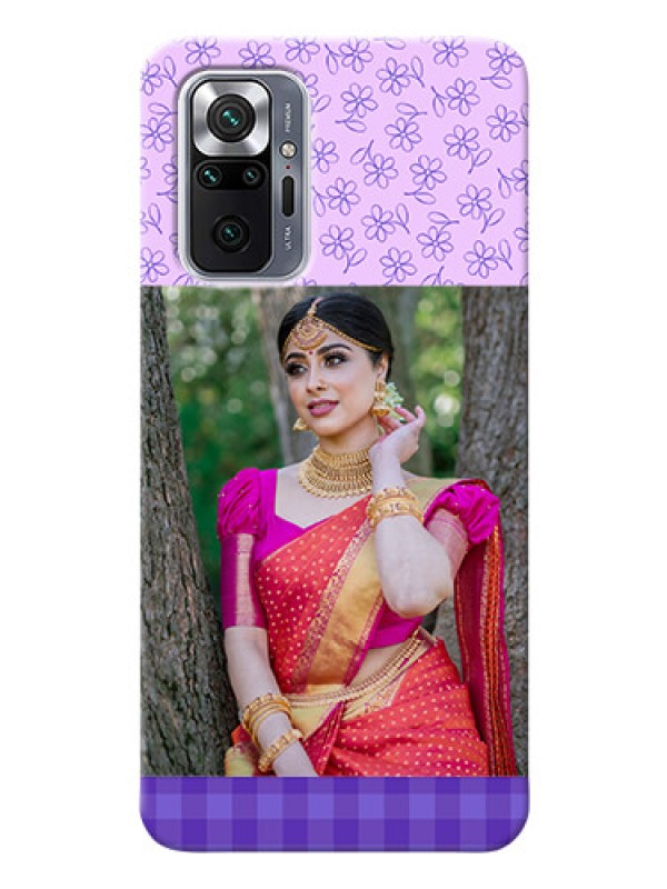 Custom Redmi Note 10 Pro Mobile Cases: Purple Floral Design