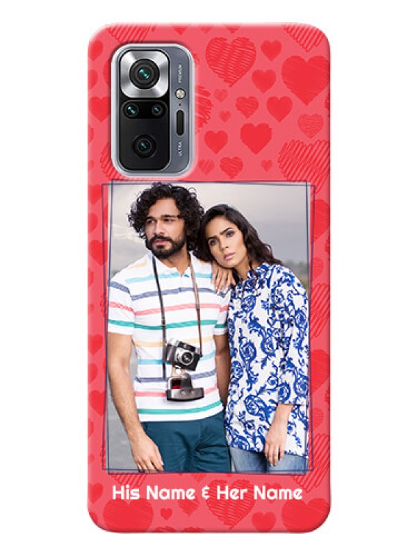 Custom Redmi Note 10 Pro Mobile Back Covers: with Red Heart Symbols Design