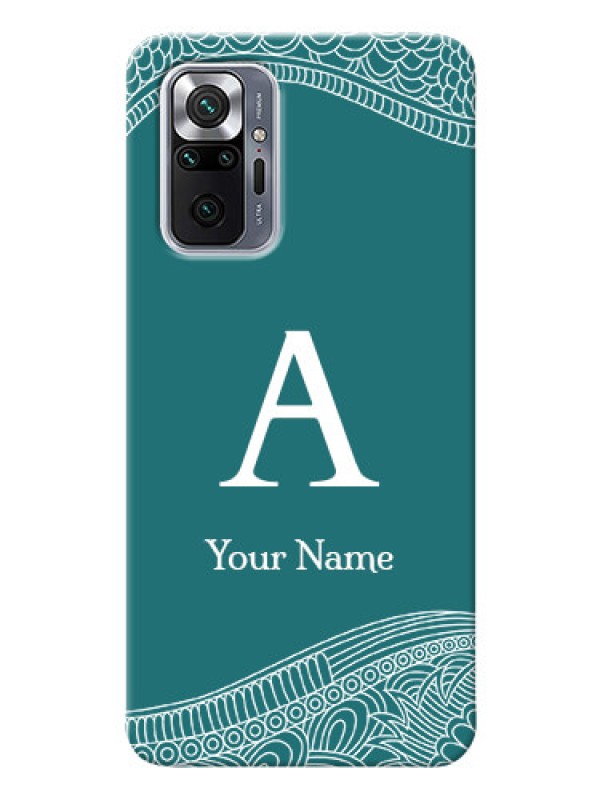 Custom Redmi Note 10 Pro Mobile Back Covers: line art pattern with custom name Design