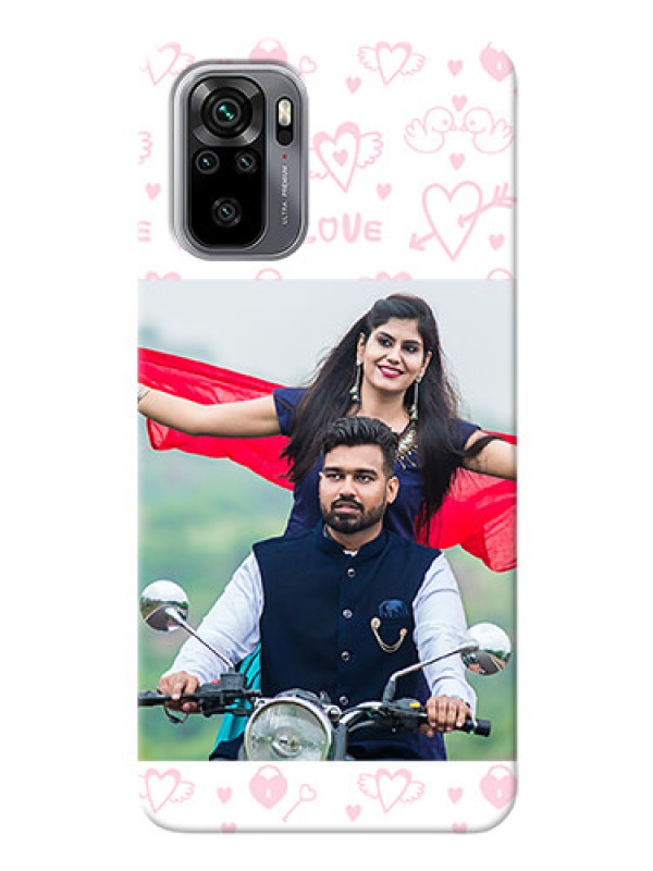 Custom Redmi Note 10 personalized phone covers: Pink Flying Heart Design