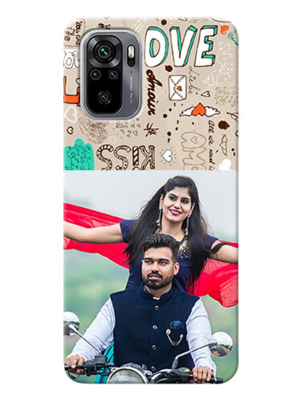 Custom Redmi Note 10 Personalised mobile covers: Love Doodle Pattern 