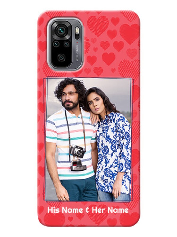 Custom Redmi Note 10 Mobile Back Covers: with Red Heart Symbols Design