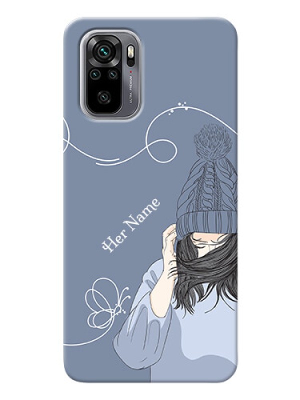 Custom Redmi Note 10 Custom Mobile Case with Girl in winter outfit Design
