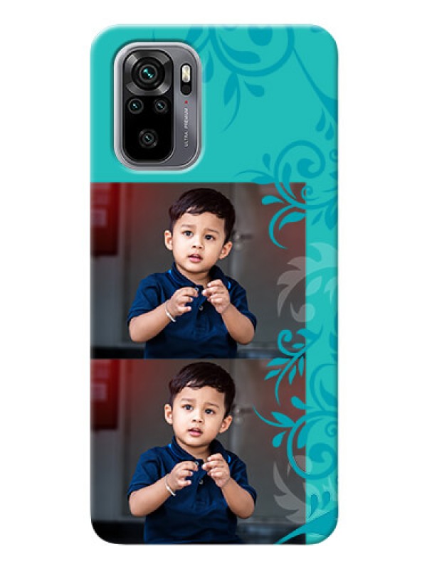 Custom Redmi Note 10s Mobile Cases with Photo and Green Floral Design 