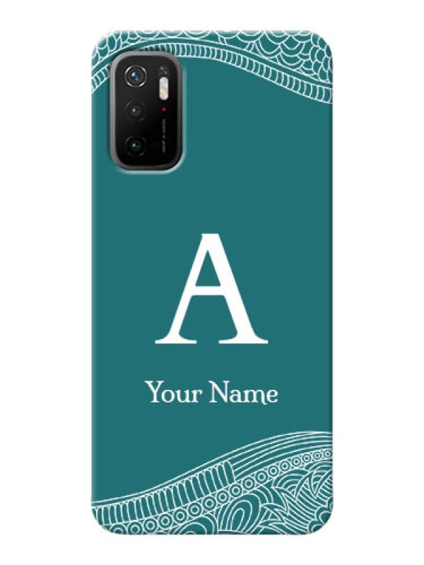 Custom Redmi Note 10T 5G Mobile Back Covers: line art pattern with custom name Design