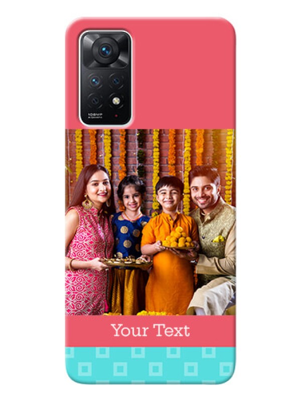 Custom Redmi Note 11 Pro 5G Mobile Back Covers: Peach & Blue Color Design