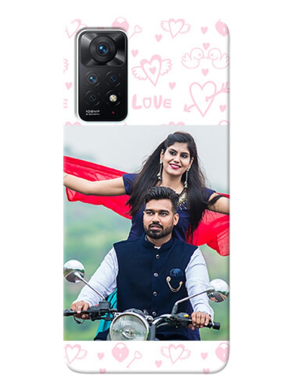 Custom Redmi Note 11 Pro 5G personalized phone covers: Pink Flying Heart Design