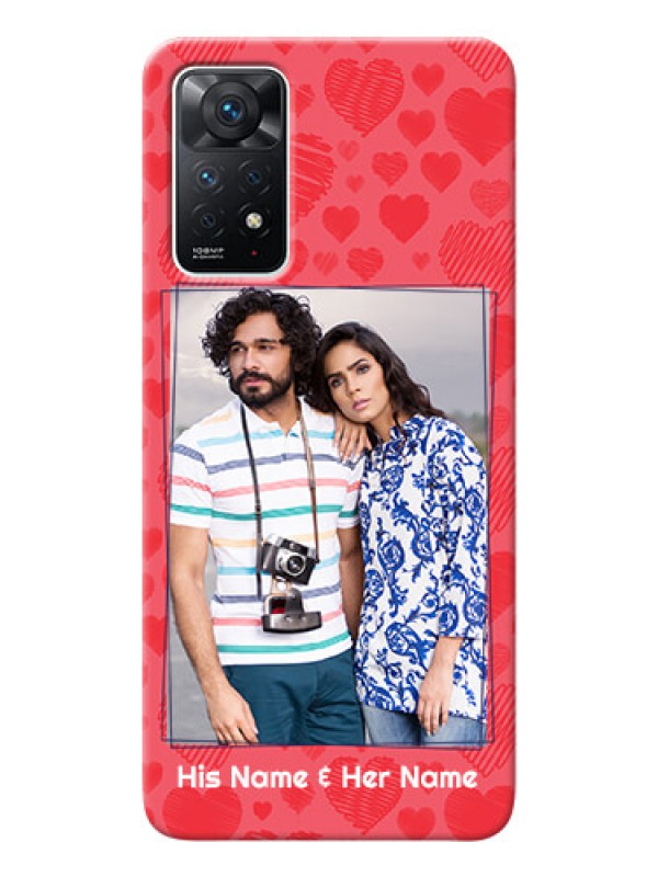 Custom Redmi Note 11 Pro 5G Mobile Back Covers: with Red Heart Symbols Design