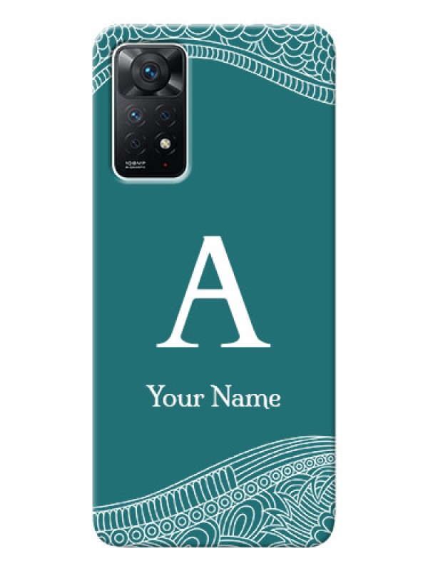 Custom Redmi Note 11 Pro 5G Mobile Back Covers: line art pattern with custom name Design