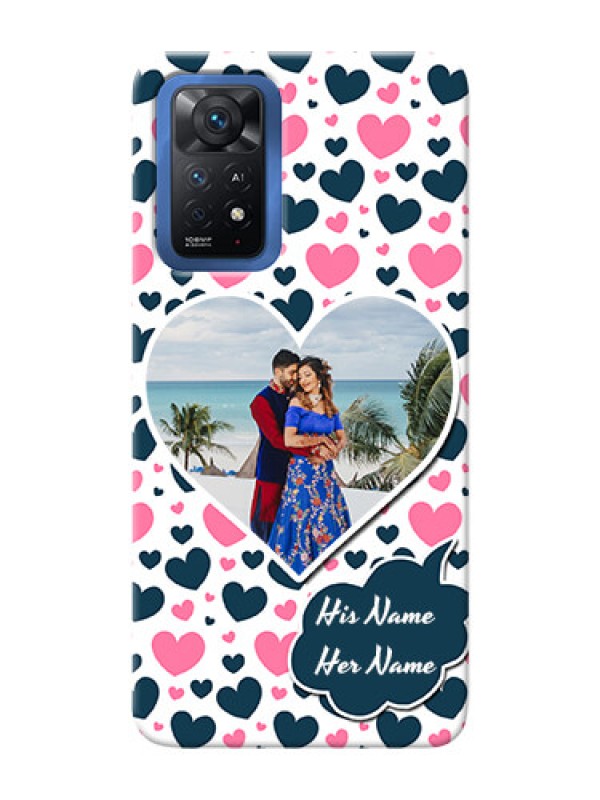 Custom Redmi Note 11 Pro Plus 5G Mobile Covers Online: Pink & Blue Heart Design