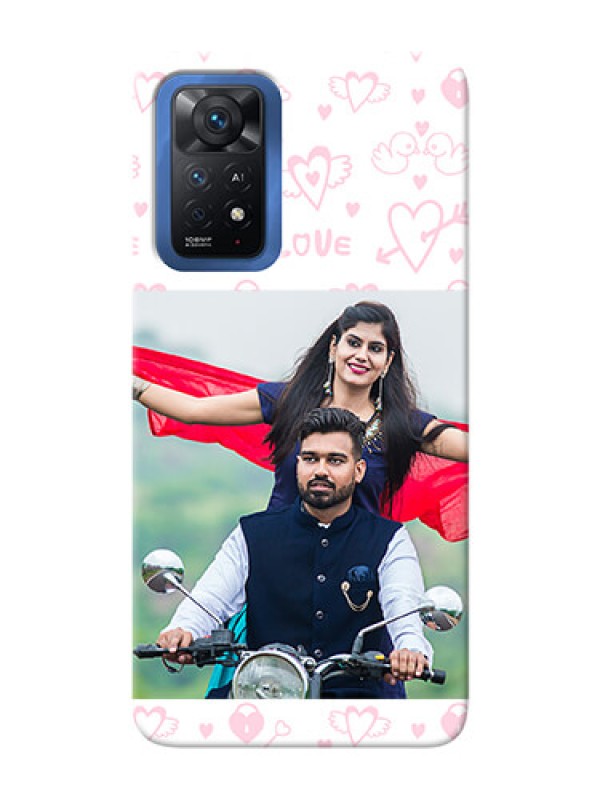 Custom Redmi Note 11 Pro Plus 5G personalized phone covers: Pink Flying Heart Design