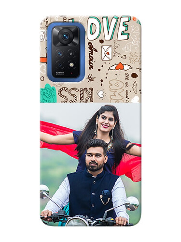 Custom Redmi Note 11 Pro Plus 5G Personalised mobile covers: Love Doodle Pattern 