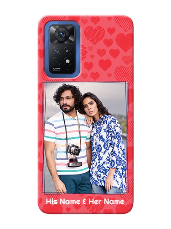 Custom Redmi Note 11 Pro Plus 5G Mobile Back Covers: with Red Heart Symbols Design