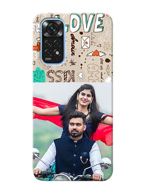 Custom Redmi Note 11 Personalised mobile covers: Love Doodle Pattern 