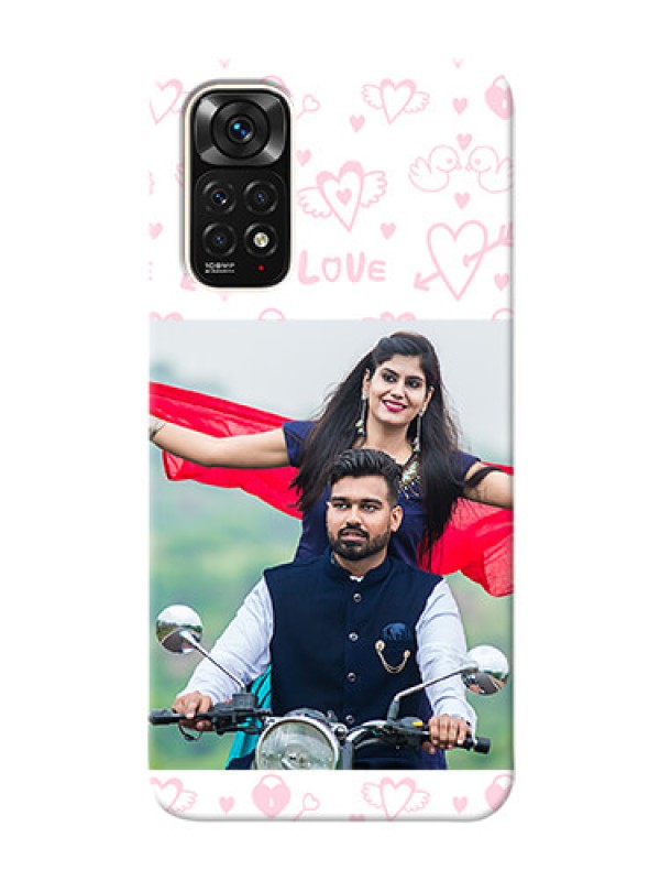 Custom Redmi Note 11S personalized phone covers: Pink Flying Heart Design