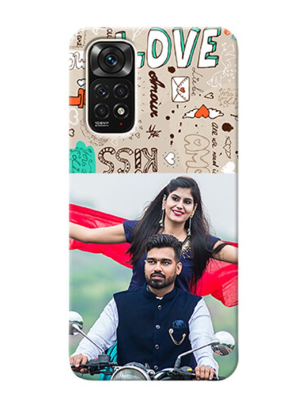 Custom Redmi Note 11S Personalised mobile covers: Love Doodle Pattern 