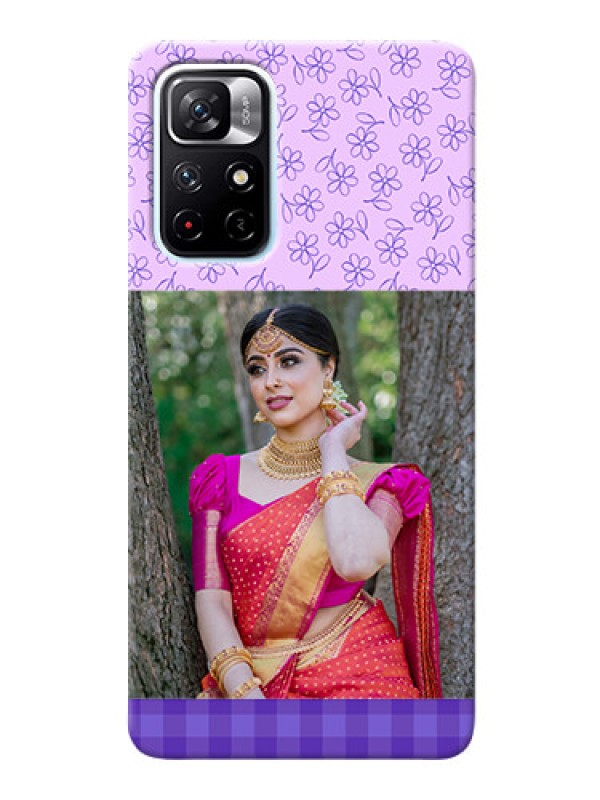 Custom Redmi Note 11T 5G Mobile Cases: Purple Floral Design