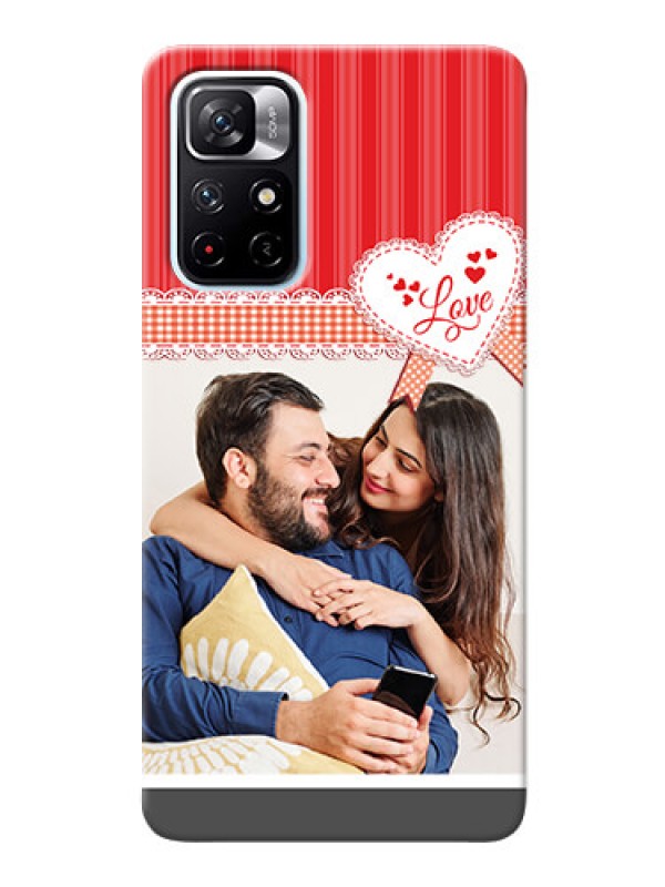 Custom Redmi Note 11T 5G phone cases online: Red Love Pattern Design