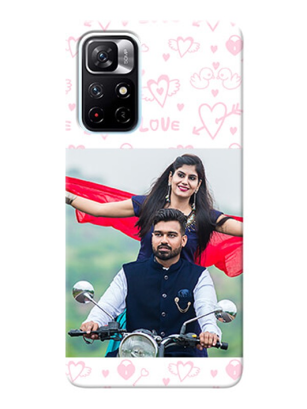 Custom Redmi Note 11T 5G personalized phone covers: Pink Flying Heart Design