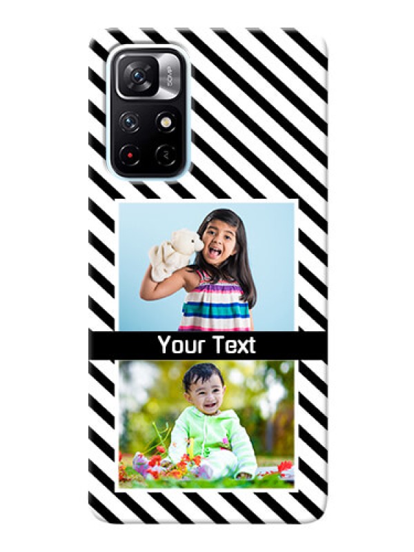 Custom Redmi Note 11T 5G Back Covers: Black And White Stripes Design