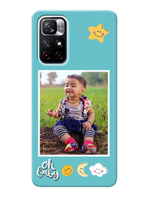 Custom Redmi Note 11T 5G Personalised Phone Cases: Smiley Kids Stars Design