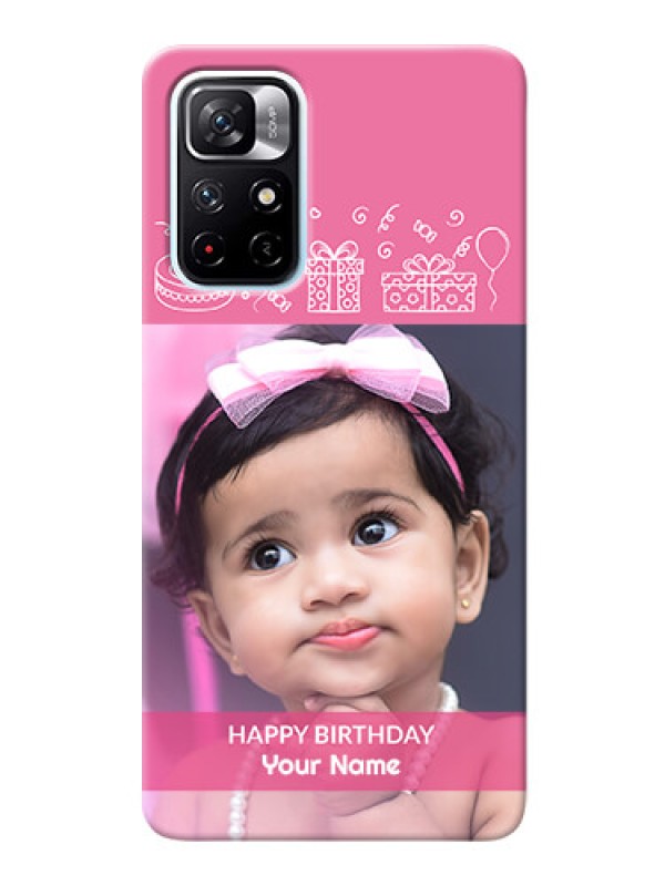 Custom Redmi Note 11T 5G Custom Mobile Cover with Birthday Line Art Design