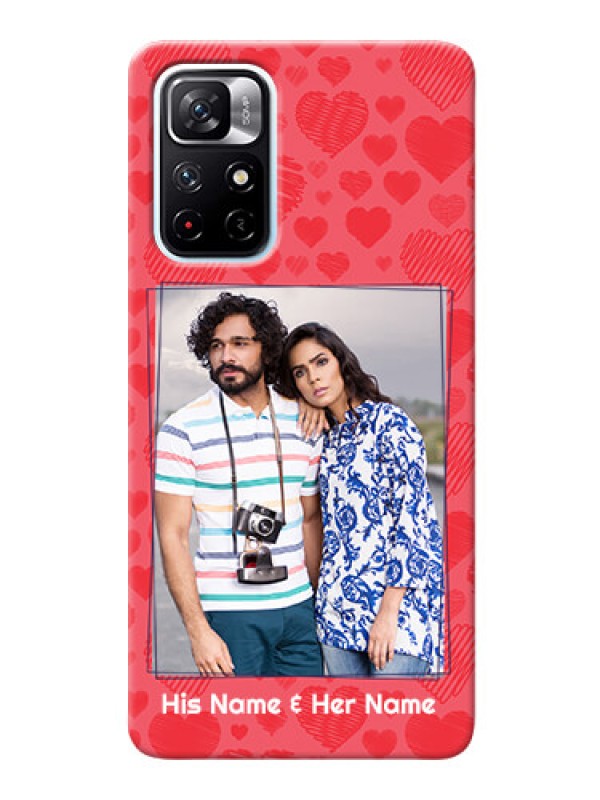 Custom Redmi Note 11T 5G Mobile Back Covers: with Red Heart Symbols Design