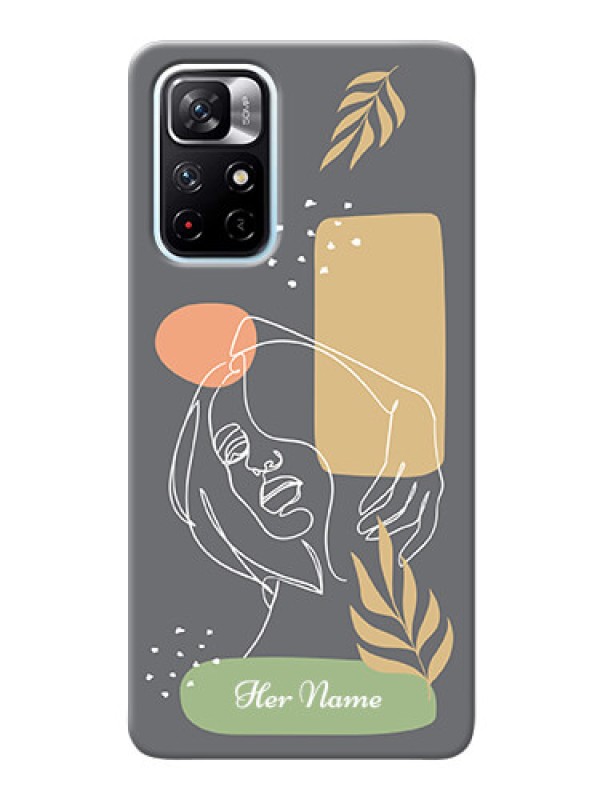 Custom Redmi Note 11T 5G Phone Back Covers: Gazing Woman line art Design