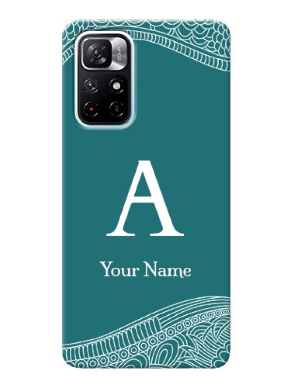 Custom Redmi Note 11T 5G Mobile Back Covers: line art pattern with custom name Design